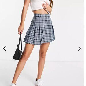 Asos Design Pleated Plaid Wrap Skirt Size 8